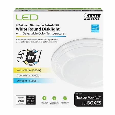 Cool Kitchen 4 5 & 6 in. 12 watt LED Disklight Retrofit Kit - White CO3325757